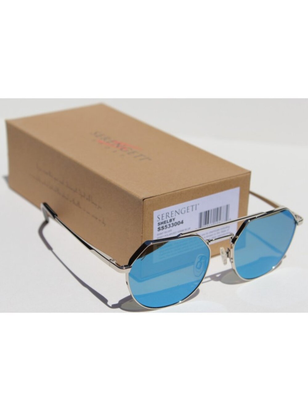 SERENGETI Shelby POLARIZED Sunglasses Shiny Silver/Spirit 555nm Blue SS533004